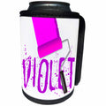 3dRose Alexis Design - Colors - Seven Colors Of Rainbow - Violet text and paint roller on white - Can Cooler Bottle Wrap (cc_273921)