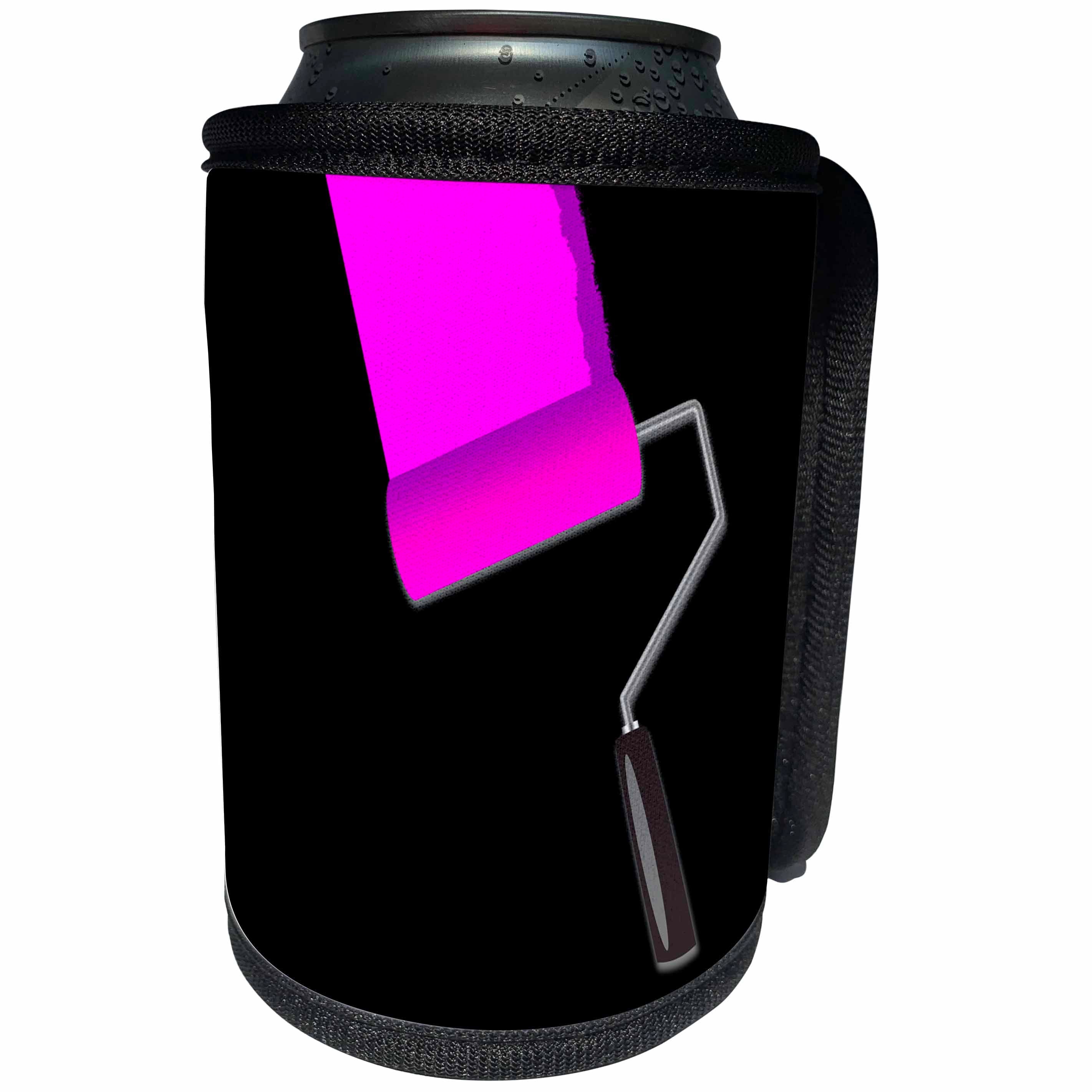 3dRose Alexis Design - Colors - Seven Colors Of Rainbow - Violet paint roller on black. Add your text - Can Cooler Bottle Wrap (cc_273924)
