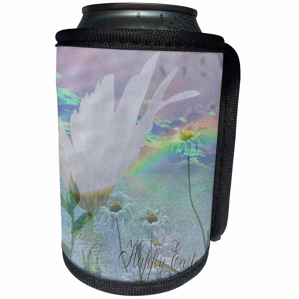 3dRose Beverly Turner Easter Design and Photography - Ox Eye Daisies in the Sky 3d Happy Easter - Can Cooler Bottle Wrap (cc_27393)