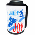 3dRose Alexis Design - Sport Winter - Snowmobile, snowboard, snow. Winter Joy colorful text. Winter sport - Can Cooler Bottle Wrap (cc_273948)