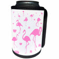 3dRose Alexis Design - Birds Flamingo - Pink flamingo bird and lotus flower silhouettes on white - Can Cooler Bottle Wrap (cc_273953)
