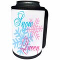 3dRose Alexis Design - Seasons Winter - Blue and pink snowflakes, blue and pink text Snow Queen - Can Cooler Bottle Wrap (cc_273954)