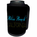 3dRose Alexis Design - American Beaches - American Beaches - Bliss Beach, California, blue, yellow on black - Can Cooler Bottle Wrap (cc_273957)