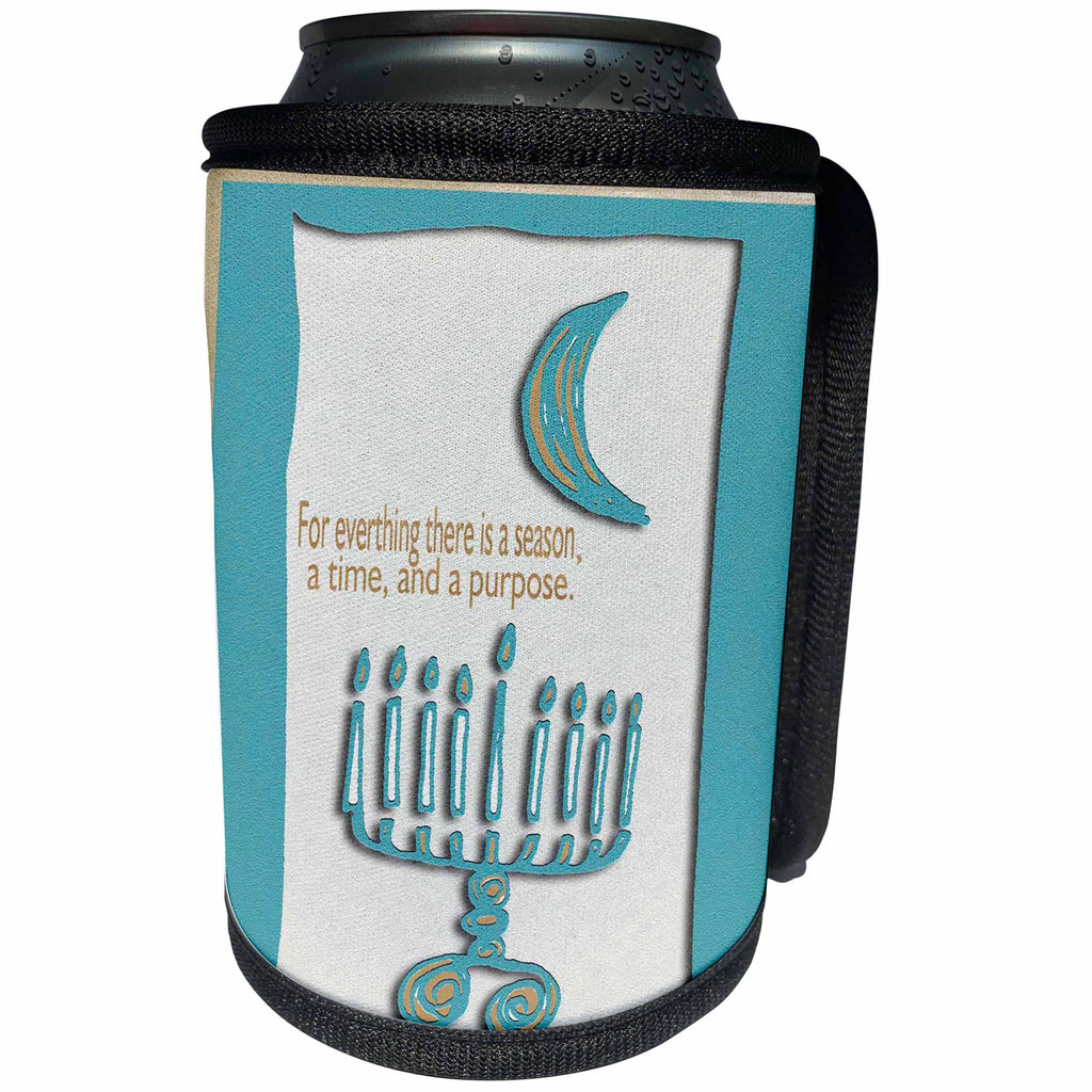 3dRose Beverly Turner Hanukkah Design - Hanukkah Menorah For everything there is a season - Can Cooler Bottle Wrap (cc_27396)