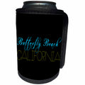 3dRose Alexis Design - American Beaches - American Beaches - Butterfly Beach, California, blue, yellow on black - Can Cooler Bottle Wrap (cc_273961)