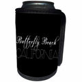 3dRose Alexis Design - American Beaches - American Beaches - Butterfly Beach, California, white on black - Can Cooler Bottle Wrap (cc_273962)