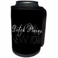 3dRose Alexis Design - American Beaches - American Beaches - Ditch Plains, New York, white on black - Can Cooler Bottle Wrap (cc_273966)