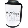 3dRose Alexis Design - American Beaches - American Beaches - South Beach, Florida, black on white - Can Cooler Bottle Wrap (cc_273971)