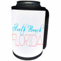 3dRose Alexis Design - American Beaches - American Beaches - South Beach, Florida, blue, red on white - Can Cooler Bottle Wrap (cc_273972)