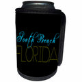 3dRose Alexis Design - American Beaches - American Beaches - South Beach, Florida, blue, yellow on black - Can Cooler Bottle Wrap (cc_273973)