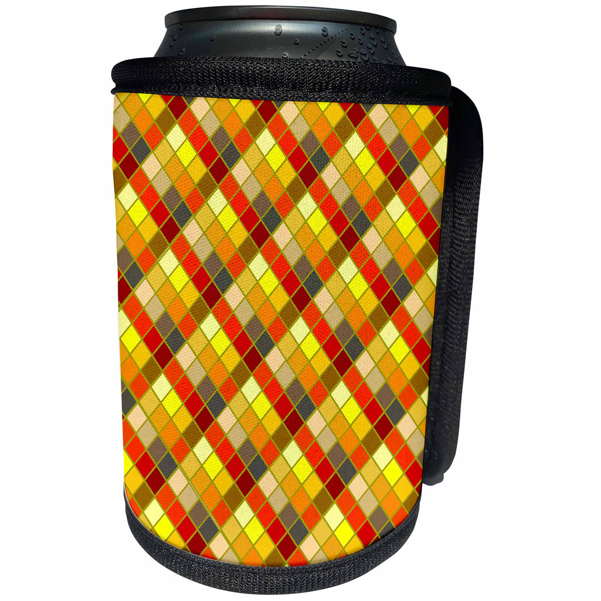 3dRose 777images Designs Patterns - Autumn colored tiles pattern gives a stained glass effect - Can Cooler Bottle Wrap (cc_27406)