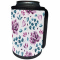 3dRose Anne Marie Baugh - Patterns - Pretty Watercolor Purple and Blue Floral and Leaves On Light Blue - Can Cooler Bottle Wrap (cc_274063)