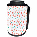 3dRose Anne Marie Baugh - Patterns - Contemporary Mint Green, Peach, Orange Tossed Triangles Pattern - Can Cooler Bottle Wrap (cc_274110)
