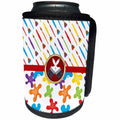 3dRose Anne Marie Baugh - Patterns - Artist Paint Brushes Over Paint Plats In Primary Colors - Can Cooler Bottle Wrap (cc_274117)