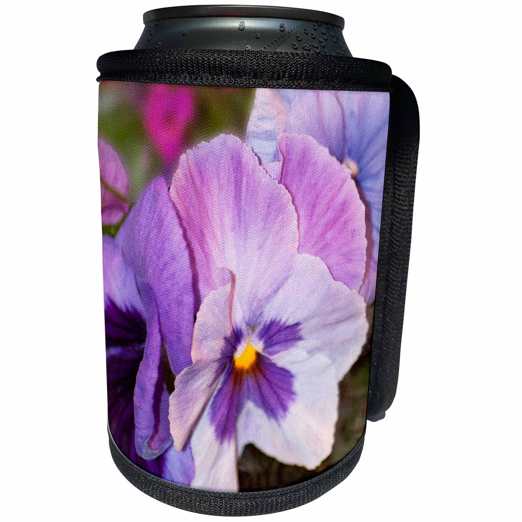 3dRose 777images Photography Floral - Lavender Pansies closeup - Can Cooler Bottle Wrap (cc_27412)