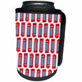 3dRose Anne Marie Baugh - Patterns - Cute Red London Telephone Booth Pattern - Can Cooler Bottle Wrap (cc_274129)
