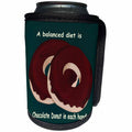 3dRose 777images Designs Cartoons - A Balanced Meal a Chocolate Donut in each hand - Can Cooler Bottle Wrap (cc_27413)