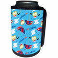 3dRose Anne Marie Baugh - Patterns - Cute London Pattern with Hearts, Umbrellas, Tea, and Crowns - Can Cooler Bottle Wrap (cc_274133)