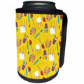3dRose Anne Marie Baugh - Patterns - Cute Artist Pallets, Brushes, Easels, and Color Pencils Pattern - Can Cooler Bottle Wrap (cc_274134)