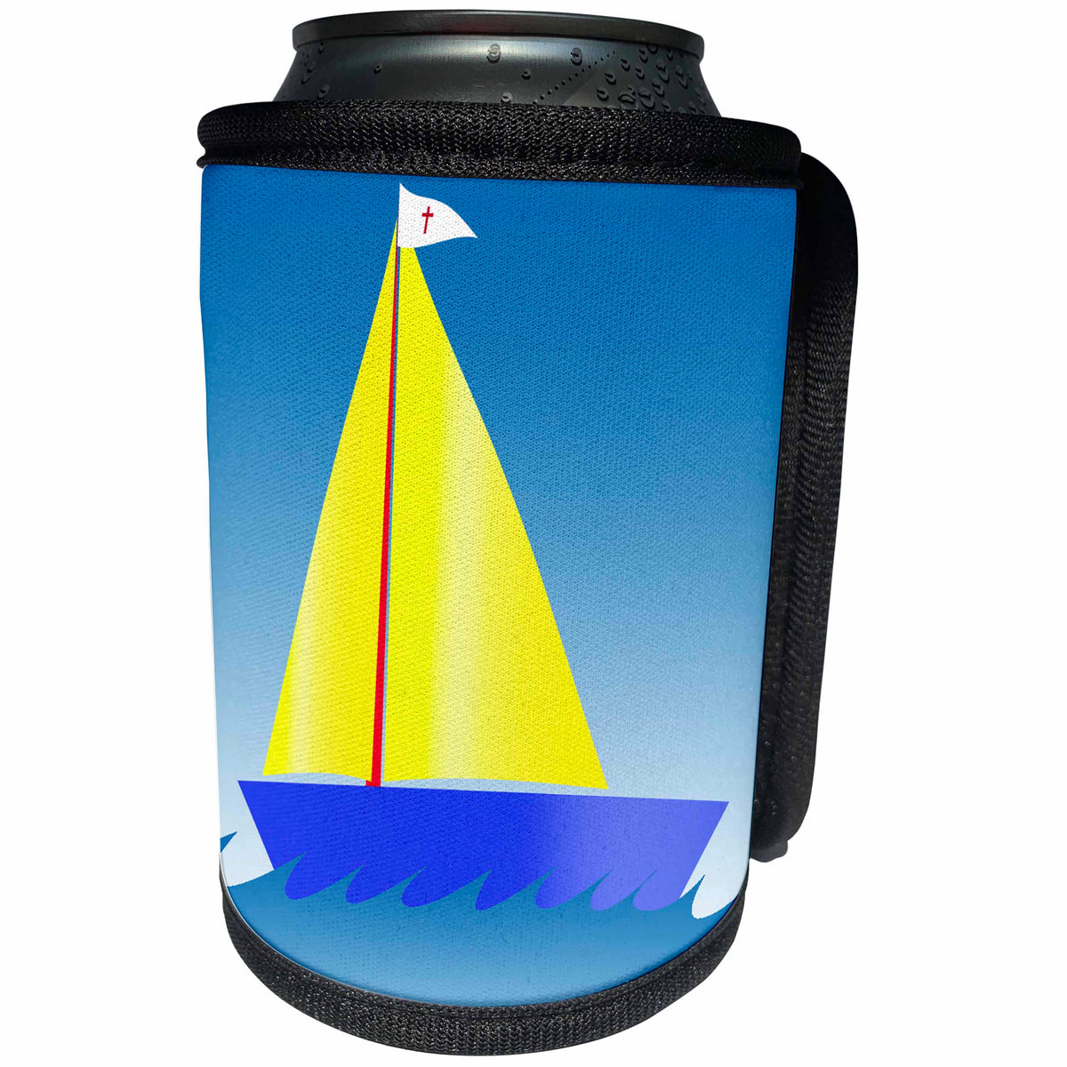 3dRose 777images Designs Graphic Design Toys - Toy sailboat in basic colors red yellow blue - Can Cooler Bottle Wrap (cc_27414)