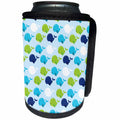 3dRose Anne Marie Baugh - Patterns - Cute Green, Blue, and White Whale Pattern - Can Cooler Bottle Wrap (cc_274147)