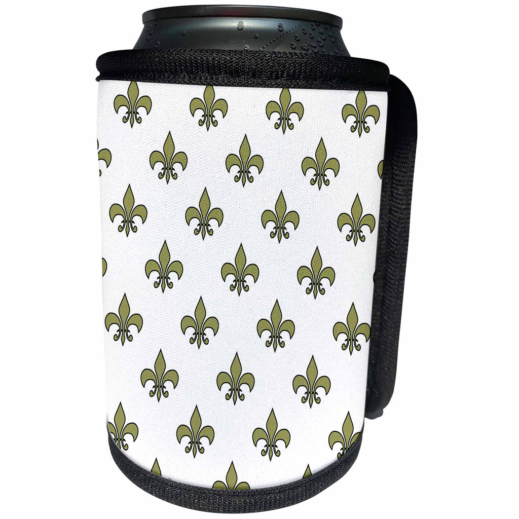 3dRose 777images Designs Graphic Design Fleur de lis - Small gold Fleur de lys design on a white background - Can Cooler Bottle Wrap (cc_27415)