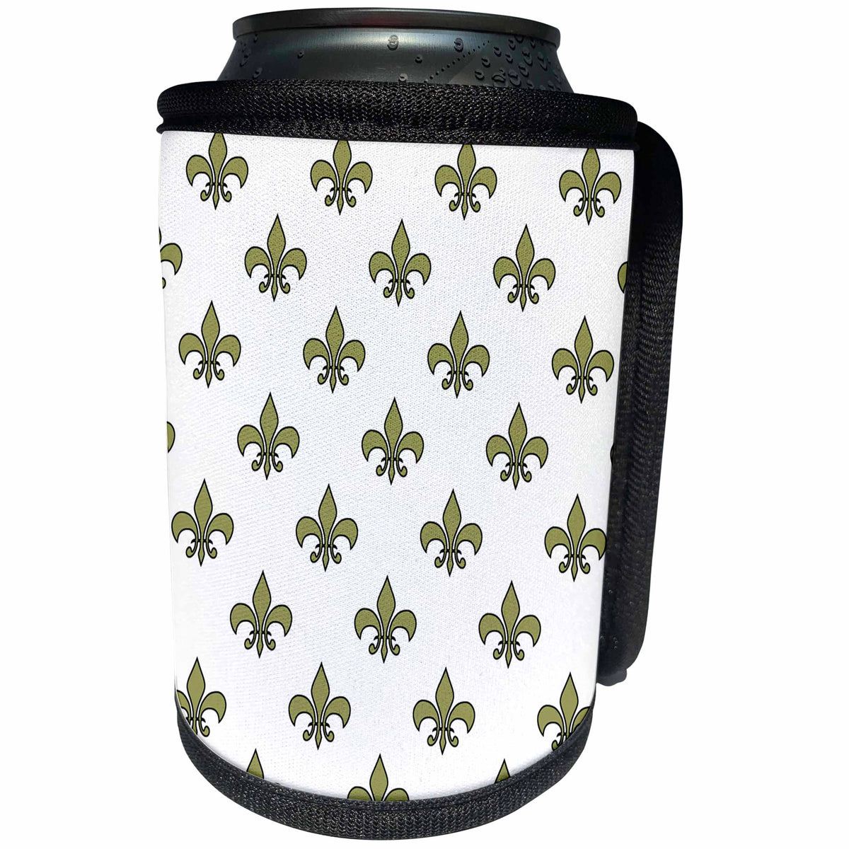3dRose 777images Designs Graphic Design Fleur de lis - Small gold Fleur de lys design on a white background - Can Cooler Bottle Wrap (cc_27415)