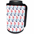 3dRose Anne Marie Baugh - Patterns - Cute Red, White, Blue Sailing Anchors Pattern - Can Cooler Bottle Wrap (cc_274153)