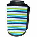 3dRose Anne Marie Baugh - Patterns - Blue and Green Stripes - Can Cooler Bottle Wrap (cc_274161)