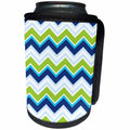 3dRose Anne Marie Baugh - Patterns - Blue and Green Chevron Stripes - Can Cooler Bottle Wrap (cc_274162)