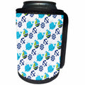 3dRose Anne Marie Baugh - Patterns - Cute Whales, Sail Boats, Sailing Wheels, Sailing Anchors Pattern - Can Cooler Bottle Wrap (cc_274164)