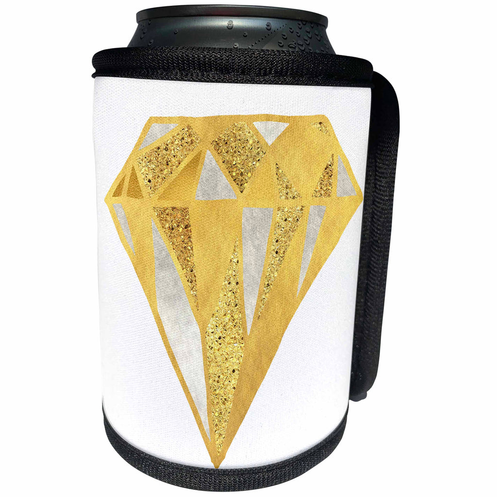 3dRose PS Glam - Image of Gold Glitzy Glam Diamond - Can Cooler Bottle Wrap (cc_274188)