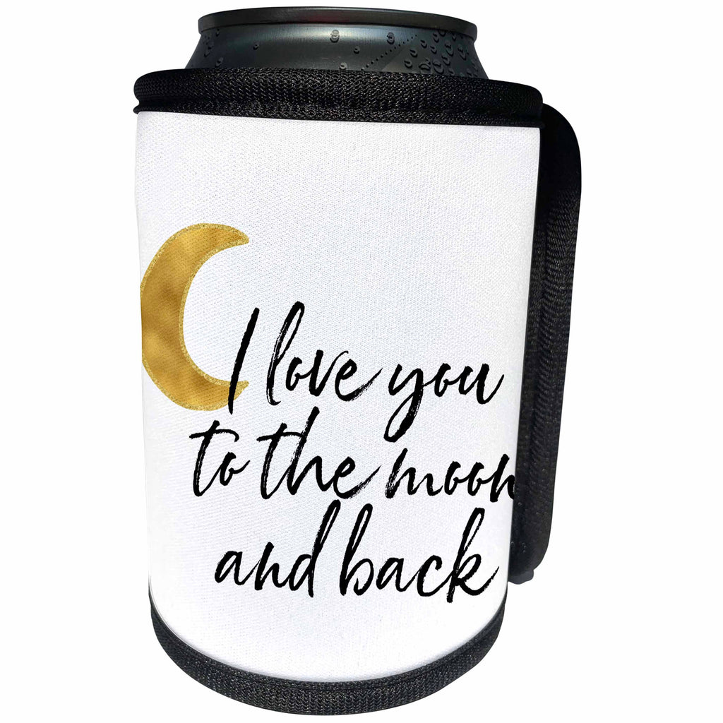 3dRose PS Inspiration - Image of Gold Moon I love you - Can Cooler Bottle Wrap (cc_274190)