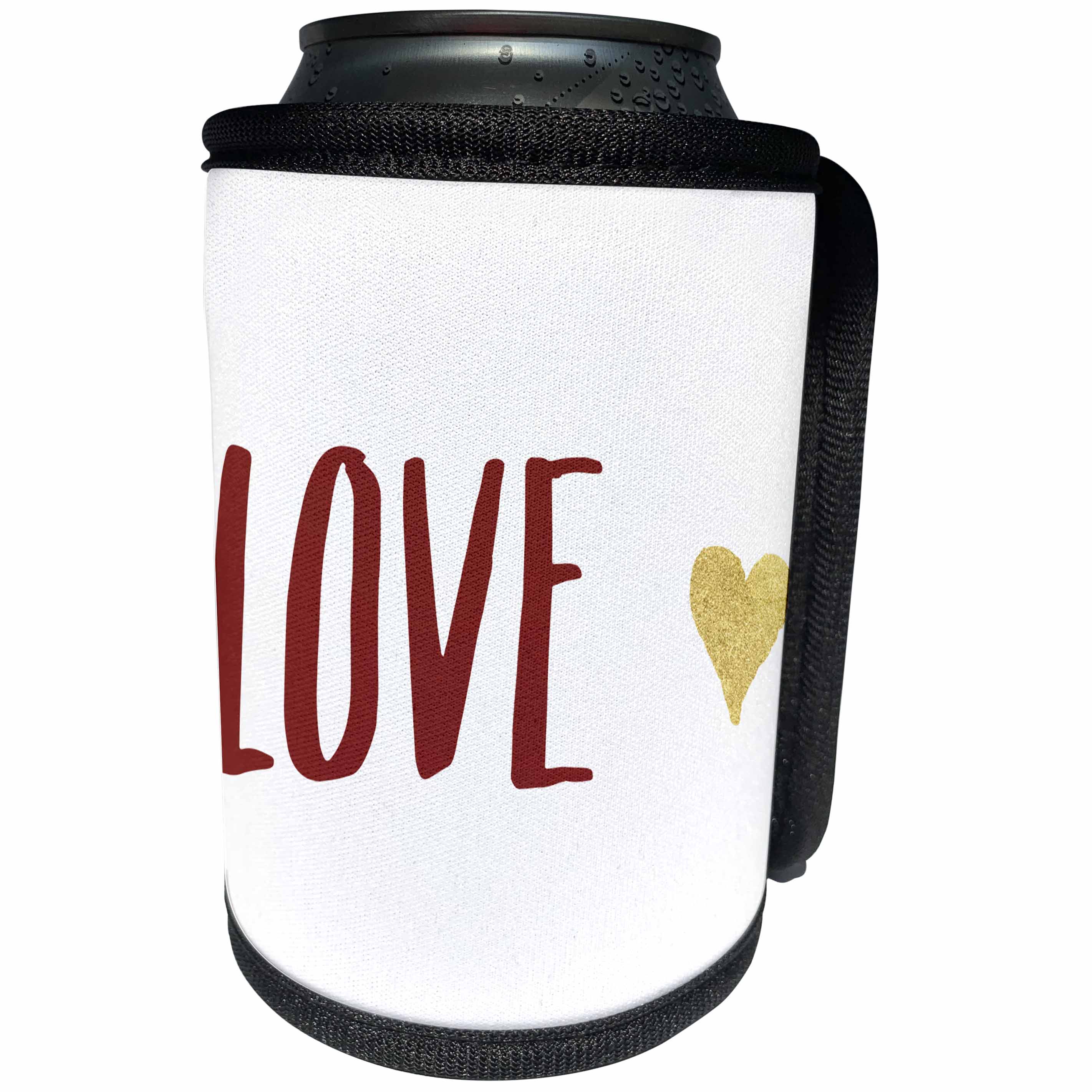 3dRose Poppy Field in Argenteuil - Image of Red Gold Love Glitzy Heart - Can Cooler Bottle Wrap (cc_274191)