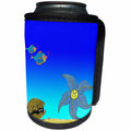 3dRose 777images Designs Cartoons - A clam a starfish and friends enjoy Dancing with the Starfish - Can Cooler Bottle Wrap (cc_27420)