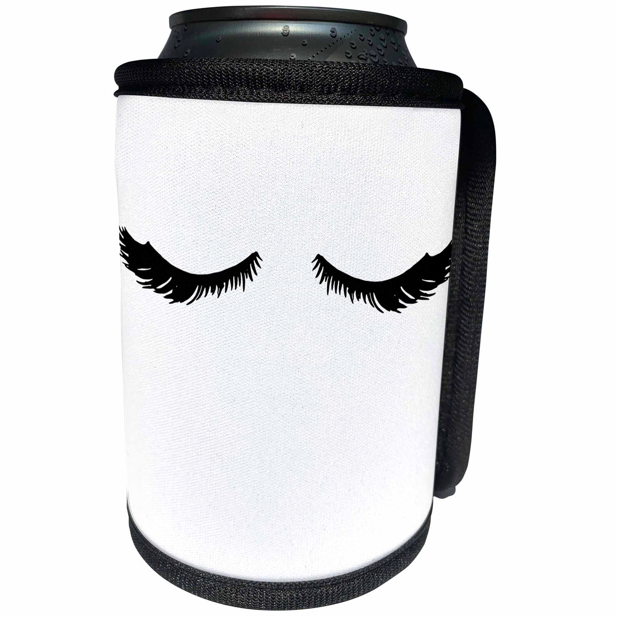 3dRose PS Glam - Image of Pretty Glam Black Eyelashes - Can Cooler Bottle Wrap (cc_274203)
