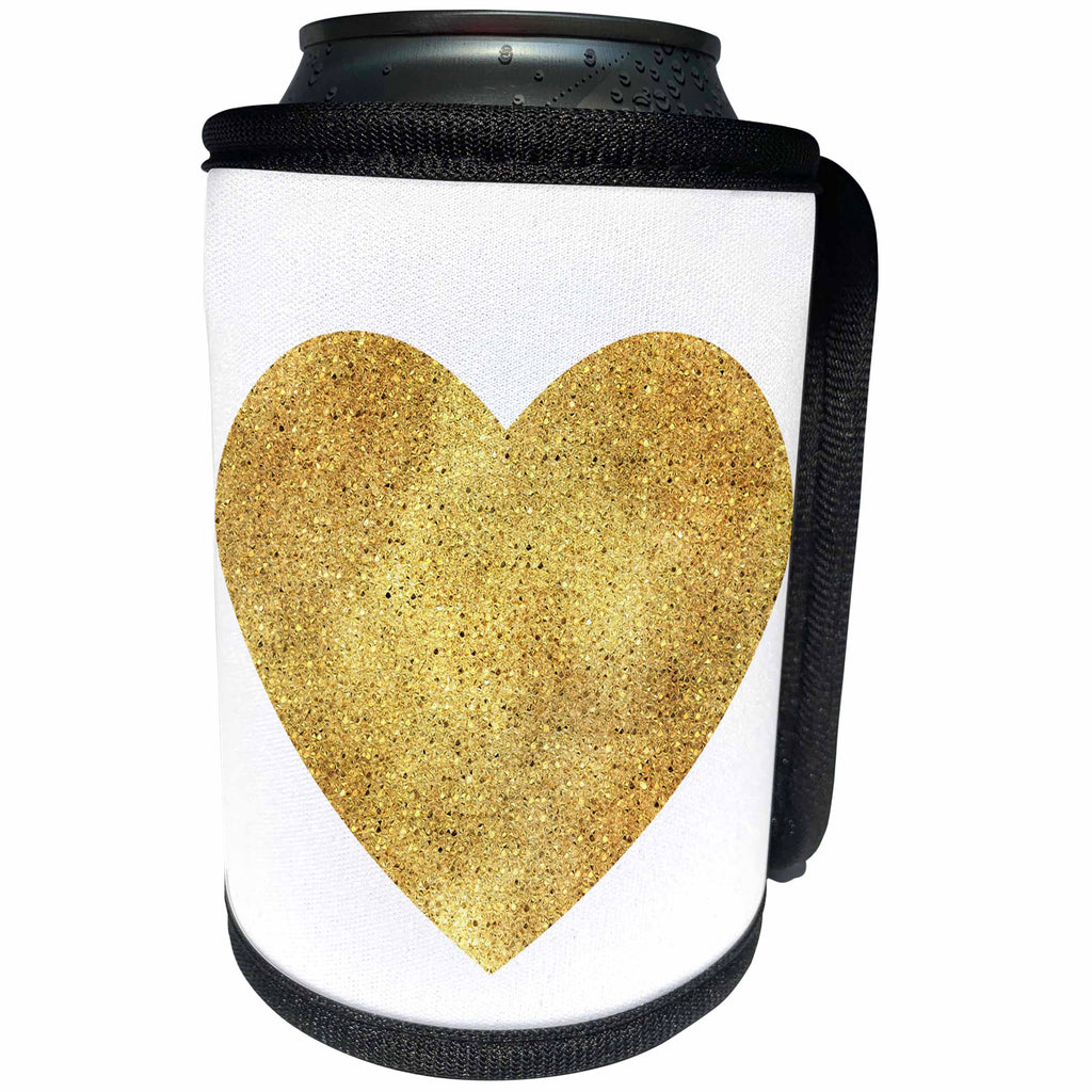 3dRose PS Glam - Image of Sparkly Gold Heart - Can Cooler Bottle Wrap (cc_274206)