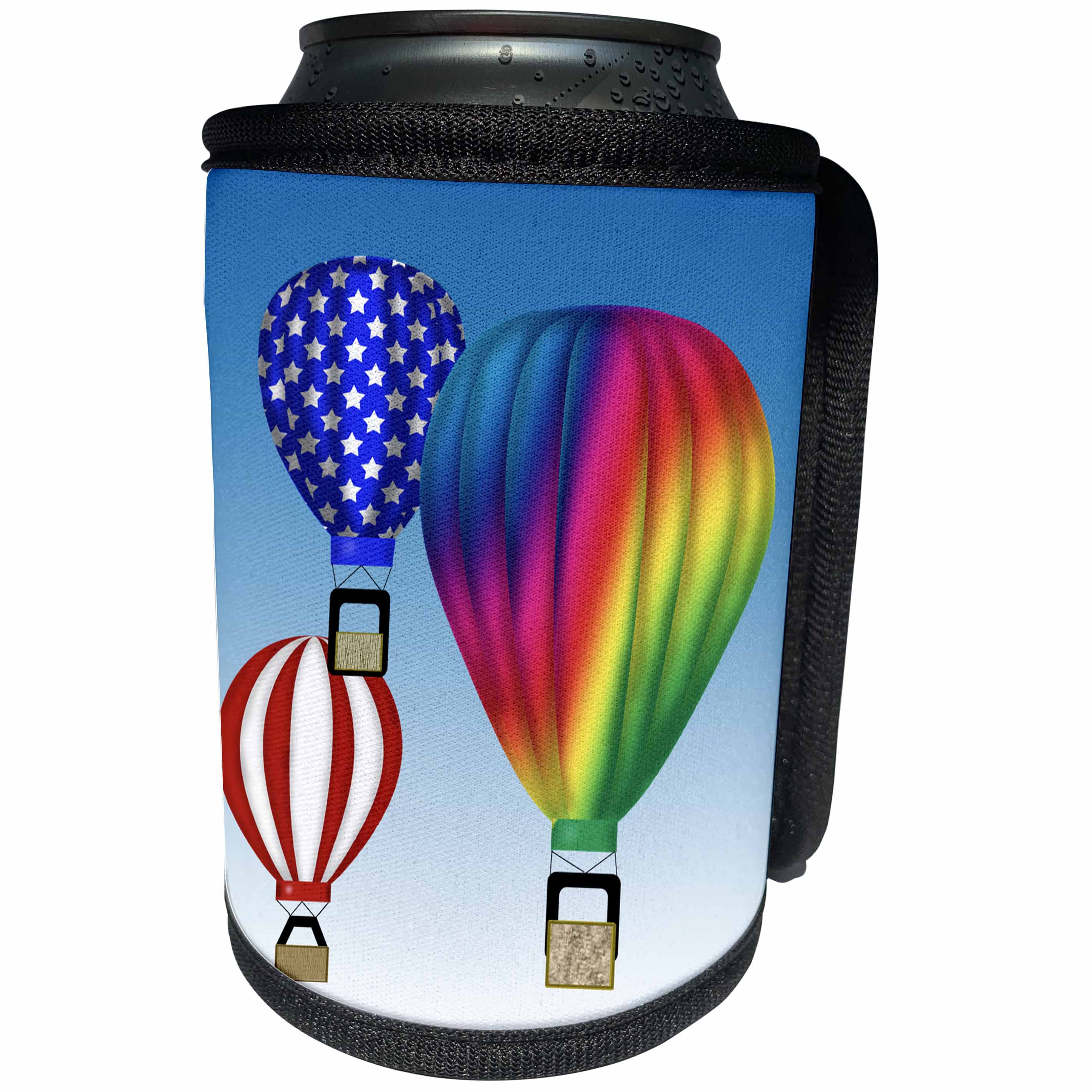 3dRose 777images Designs Graphic Design Toys - Graphic Design Hot Air Balloons with Blue sky backround Ballooner - Can Cooler Bottle Wrap (cc_27421)