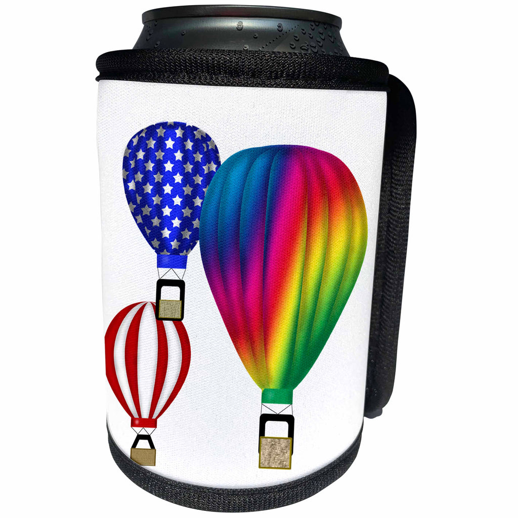 3dRose 777images Designs Graphic Design Toys - Graphic Design Hot Air Balloons with transparent background - Can Cooler Bottle Wrap (cc_27422)