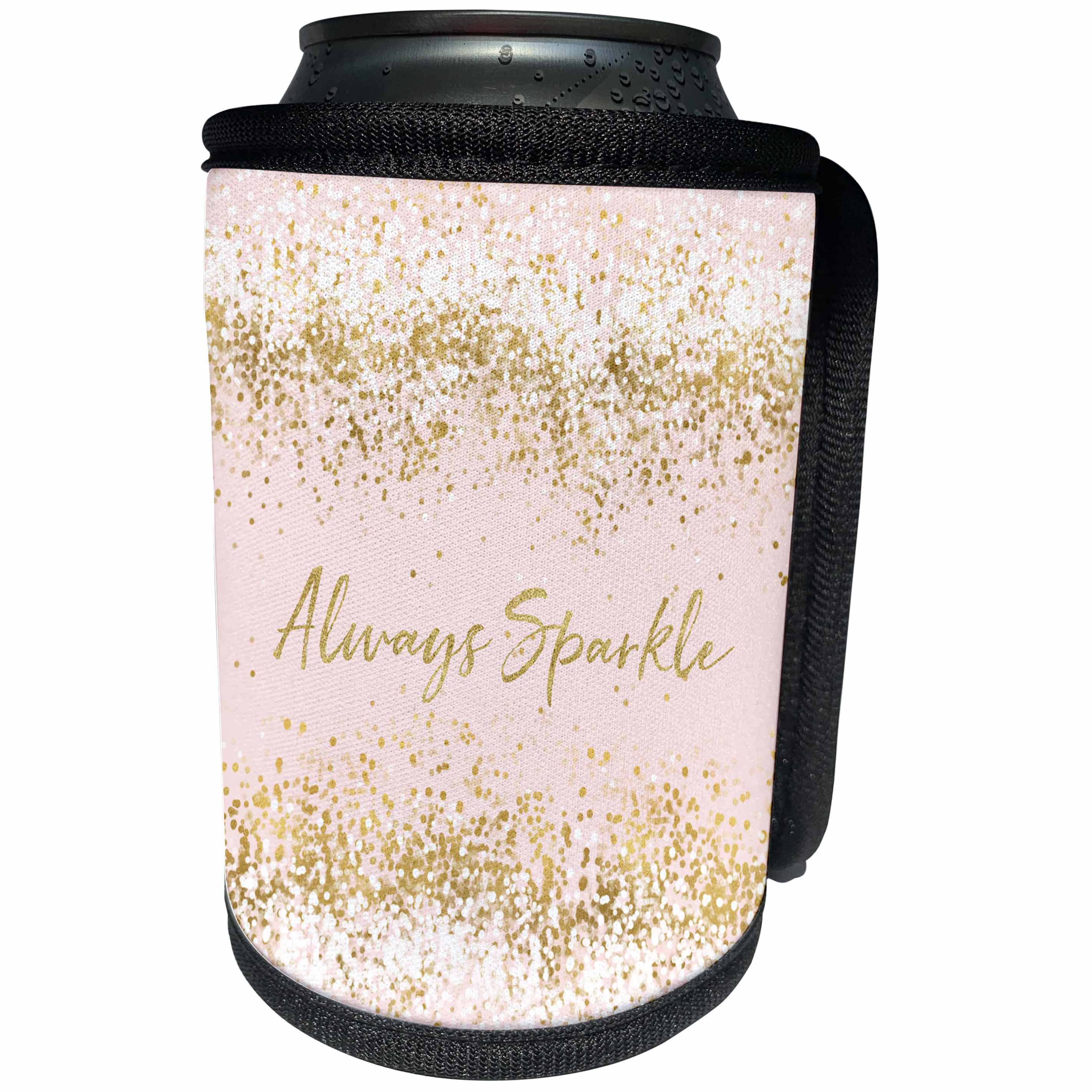 3dRose PS Glam - Image of Pink Gold Confetti Always Sparkle - Can Cooler Bottle Wrap (cc_274220)