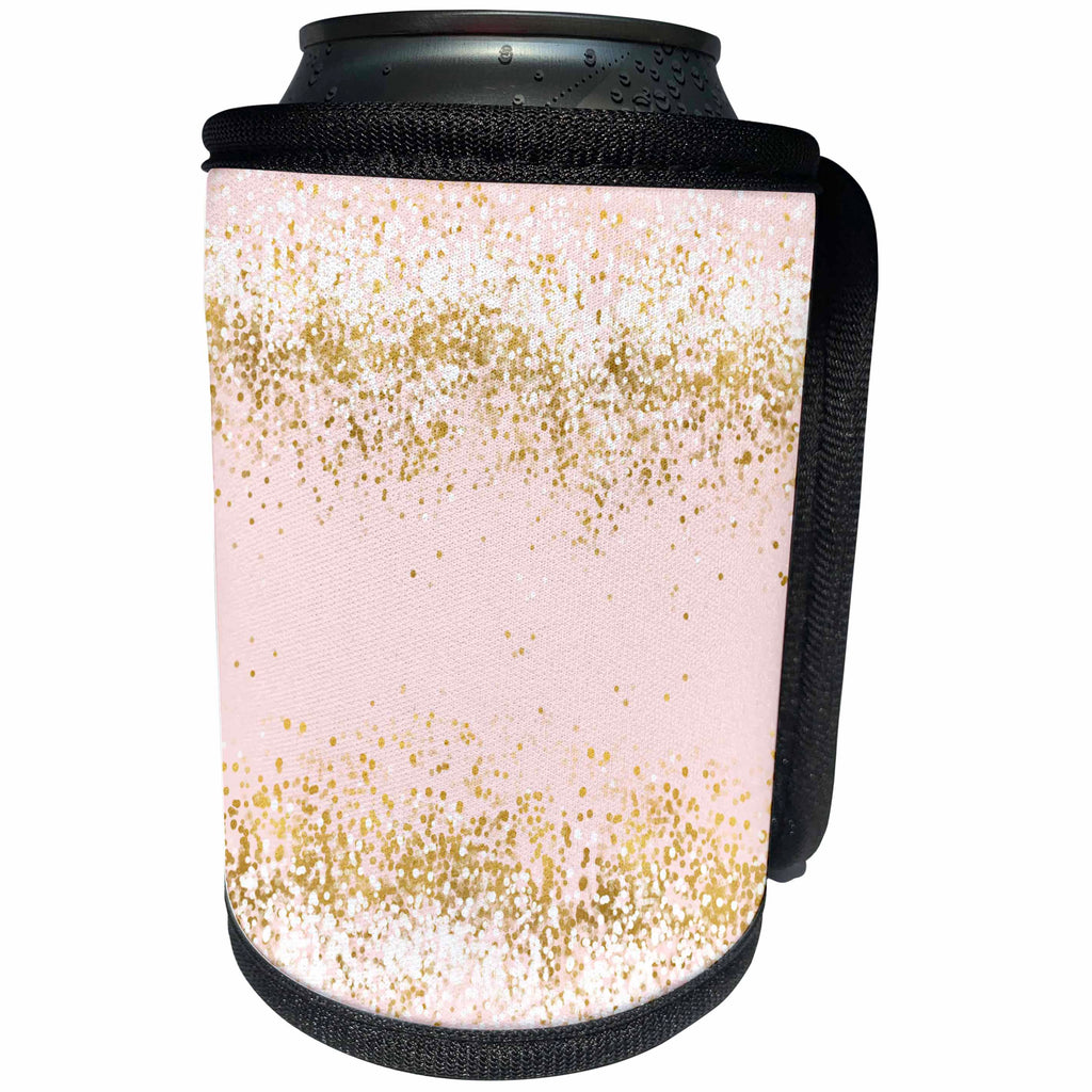3dRose PS Glam - Image of Blush Pink Gold Confetti Dots - Can Cooler Bottle Wrap (cc_274221)