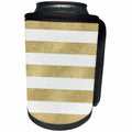 3dRose PS Glam - Image of Pretty Gold White Stripes - Can Cooler Bottle Wrap (cc_274231)