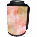 3dRose PS Glam - Image of Girly Pink Peach Watercolor Gold Faux Image of Glitter - Can Cooler Bottle Wrap (cc_274236)