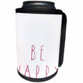 3dRose PS Inspiration - Image of Pink Be Happy Inspirational Quote - Can Cooler Bottle Wrap (cc_274242)