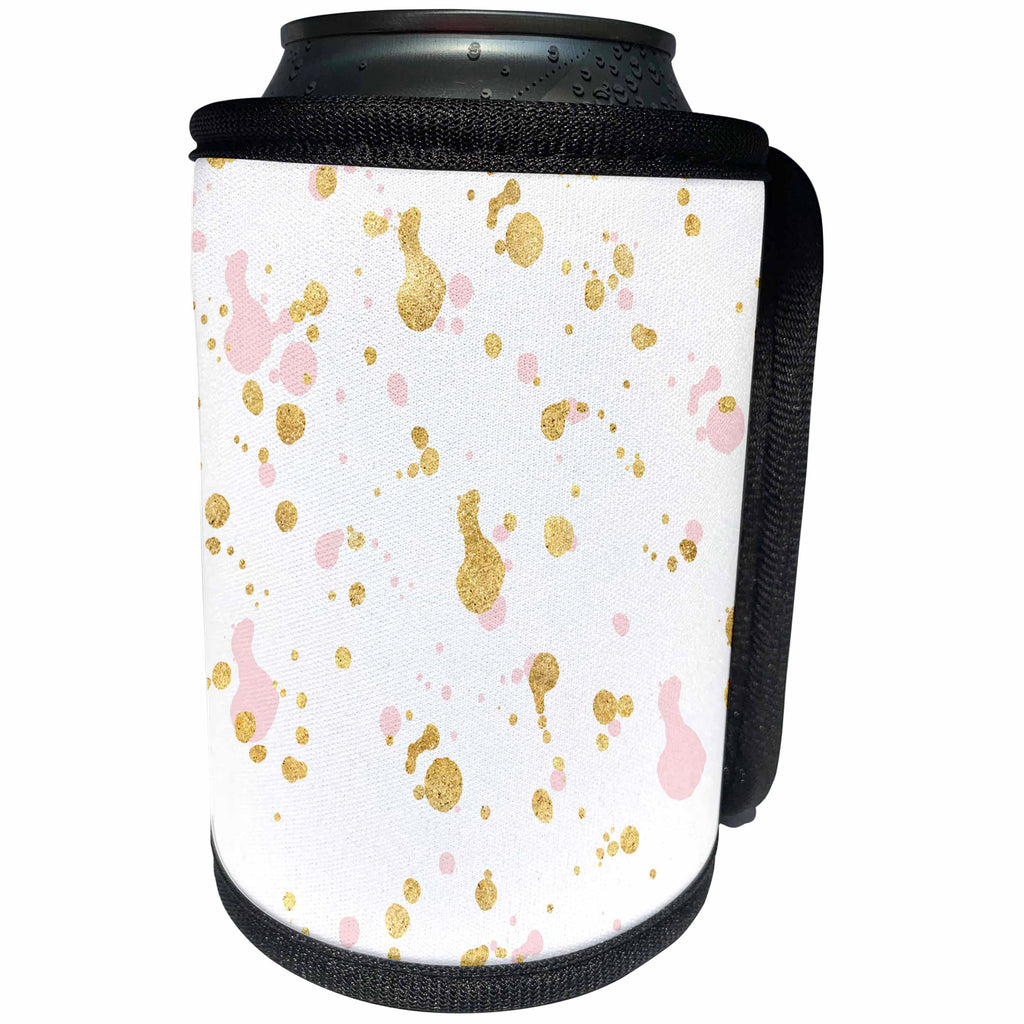 3dRose PS Glam - Image of White Gold Blush Pink Abstract - Can Cooler Bottle Wrap (cc_274249)