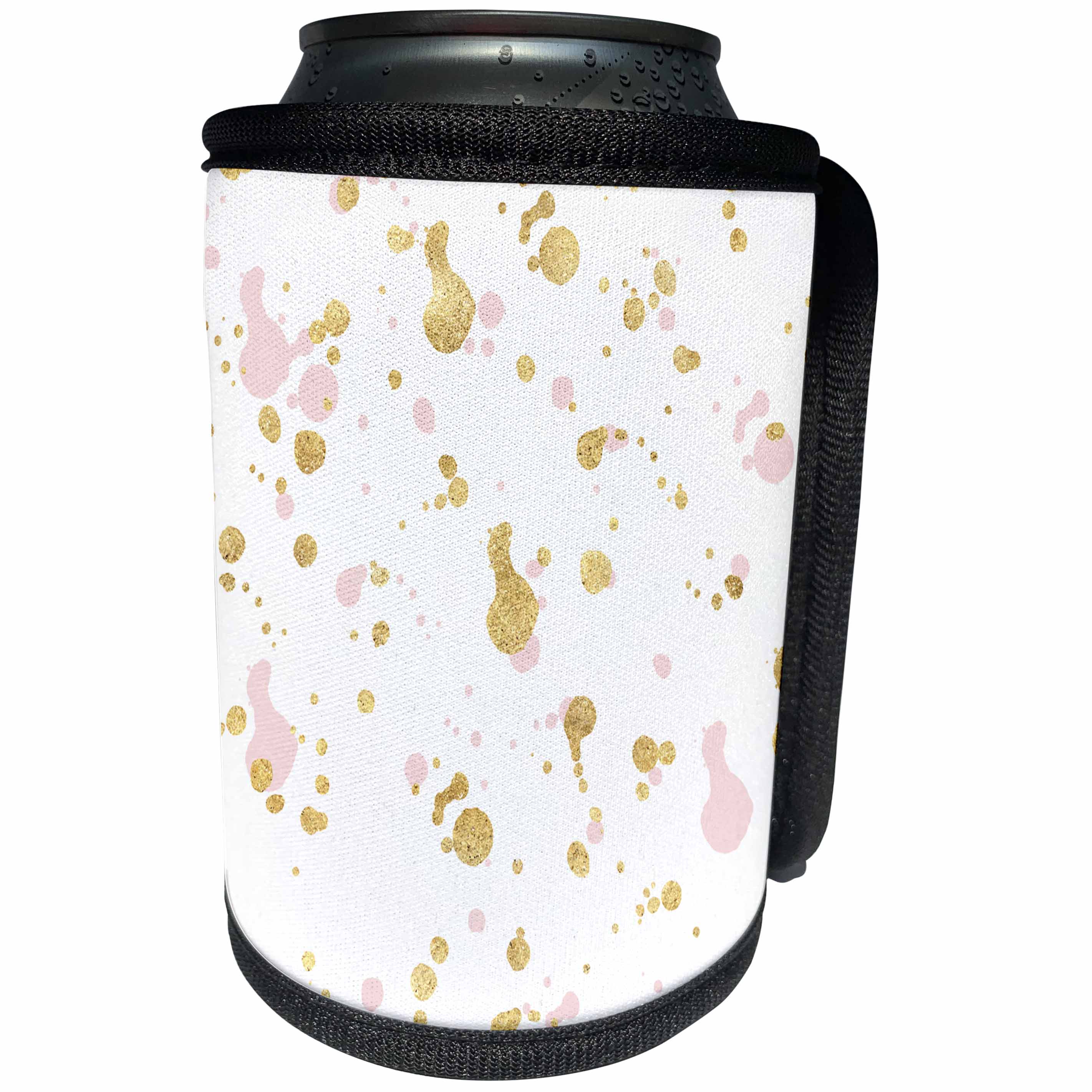 3dRose PS Glam - Image of White Gold Blush Pink Abstract - Can Cooler Bottle Wrap (cc_274249)