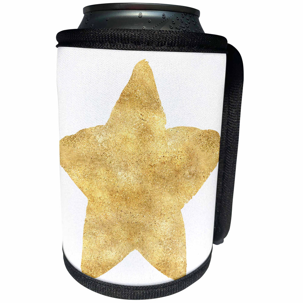 3dRose PS Stars - Image of Glitzy Gold Sparkle Star - Can Cooler Bottle Wrap (cc_274254)