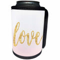 3dRose PS Inspiration - Image of Blush Pink Ombre Gold Love - Can Cooler Bottle Wrap (cc_274265)