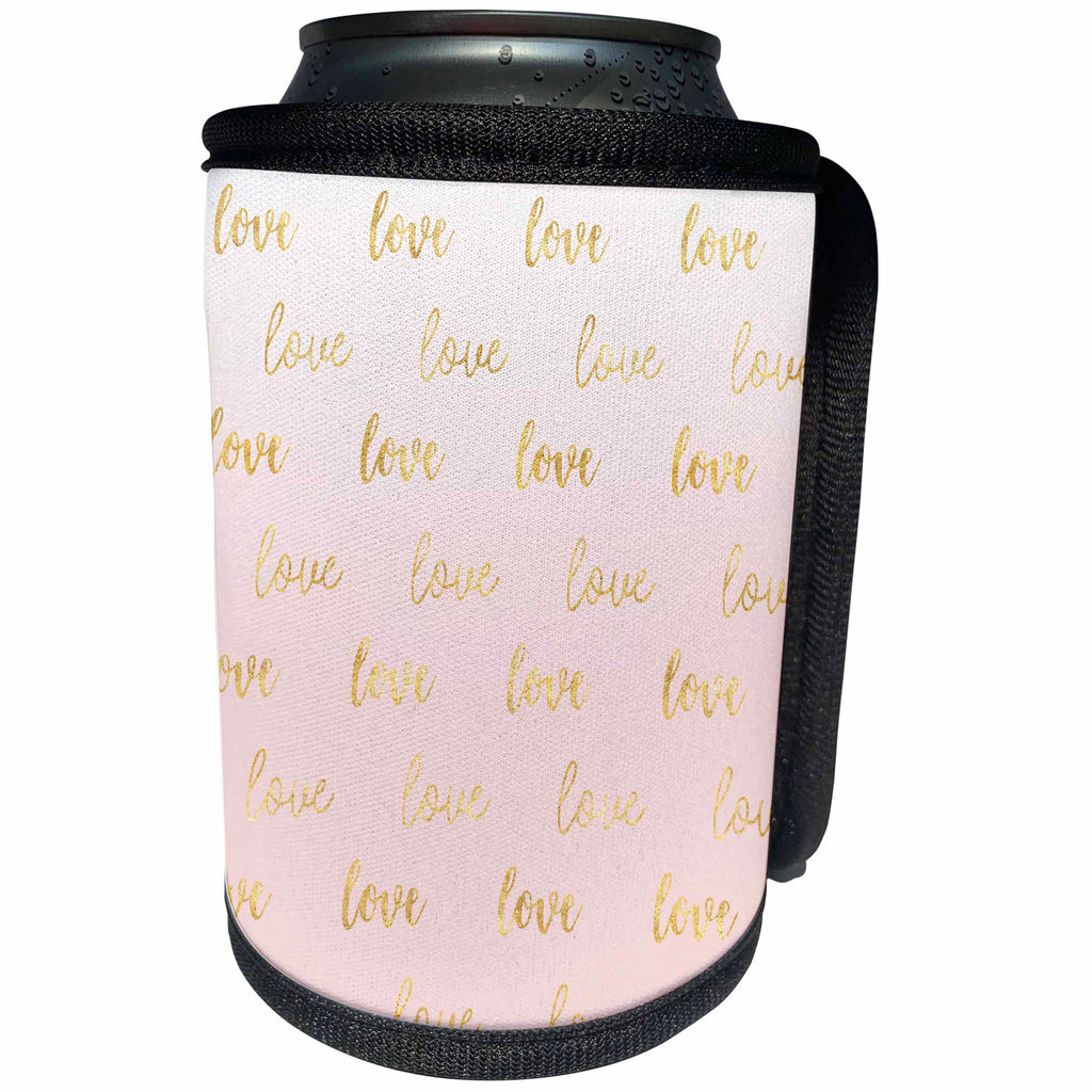3dRose PS Inspiration - Image of Blush Pink Gold Love - Can Cooler Bottle Wrap (cc_274266)