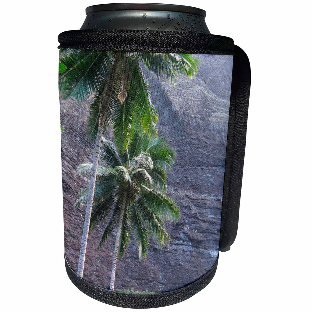 3dRose Patricia Sanders Hawaii - Na Pali Coast Palm Trees of Hawaii - Can Cooler Bottle Wrap (cc_27427)